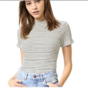 MOTHER Mock Neck Itty Bitty Tee in French Tart $119 M